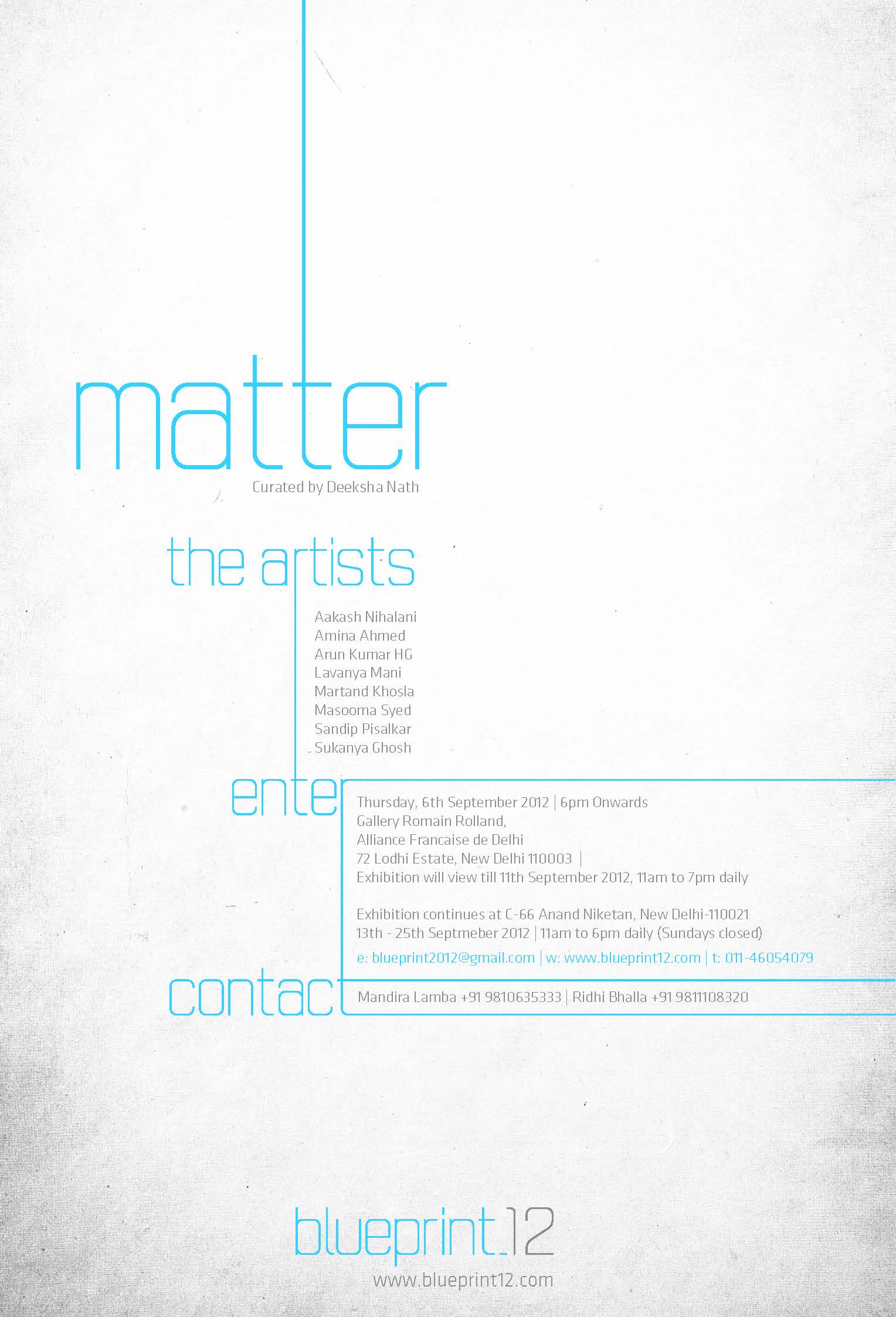Matter curated by Deeksha Nath Blueprint12 launch show