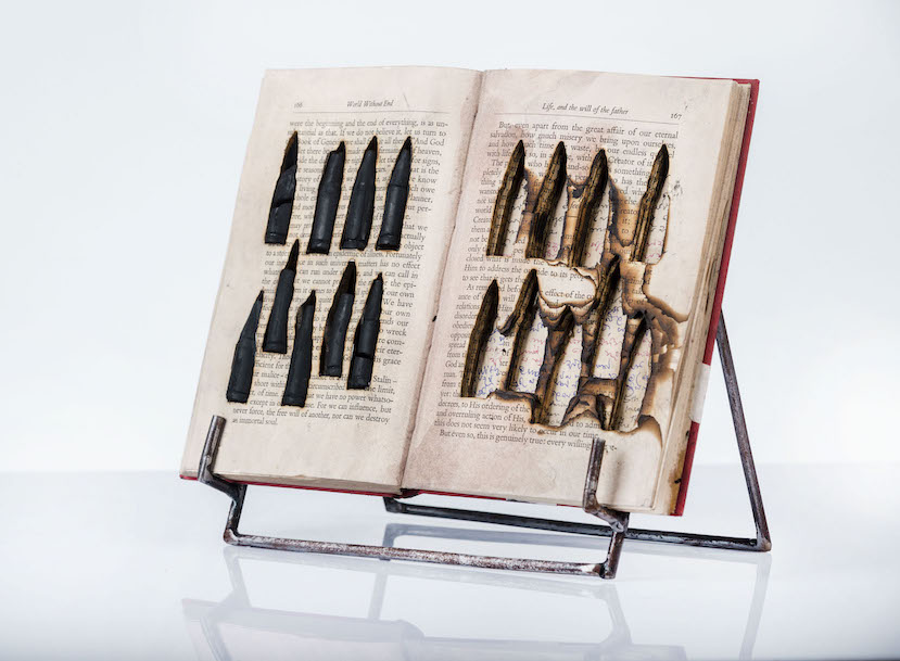 Kingsley Gunatillake, book art, Used books &amp; bullets