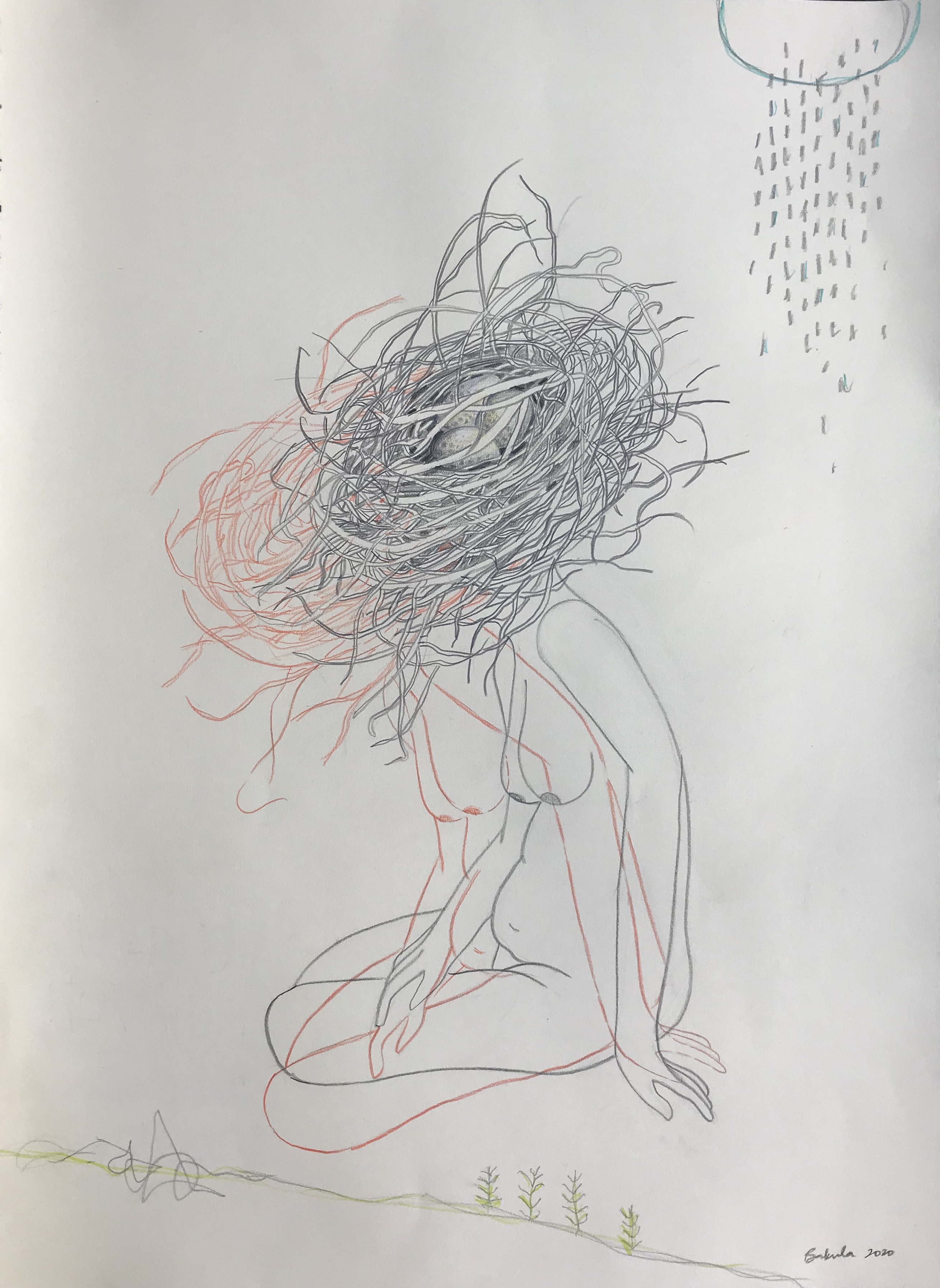 Bakula Nayak, contempoary artist, ink on paper
